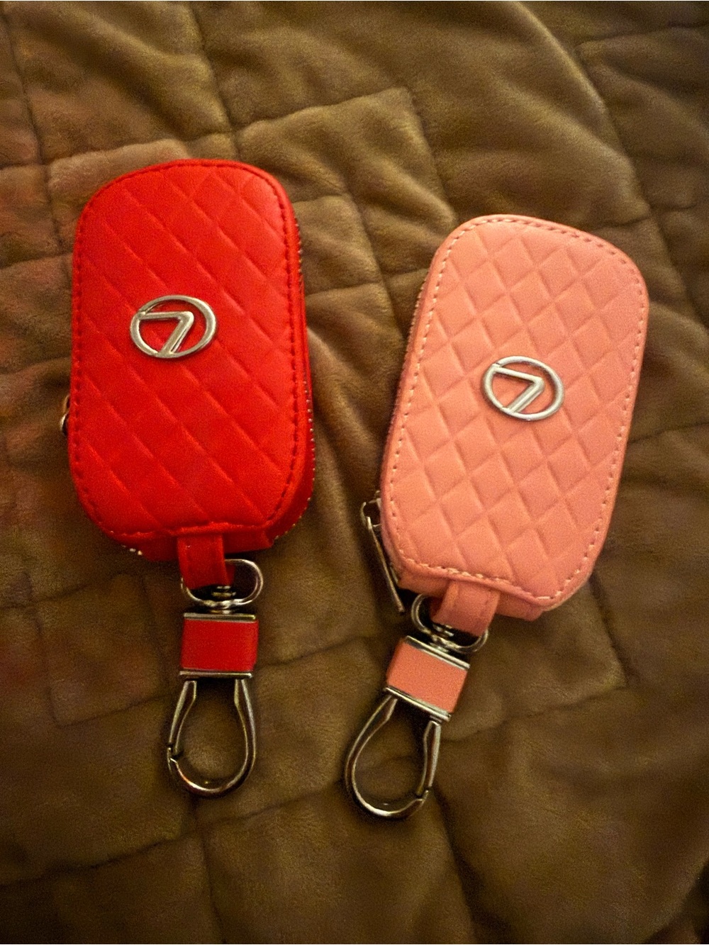 Lexus leather Key Pouch - Red and Pink